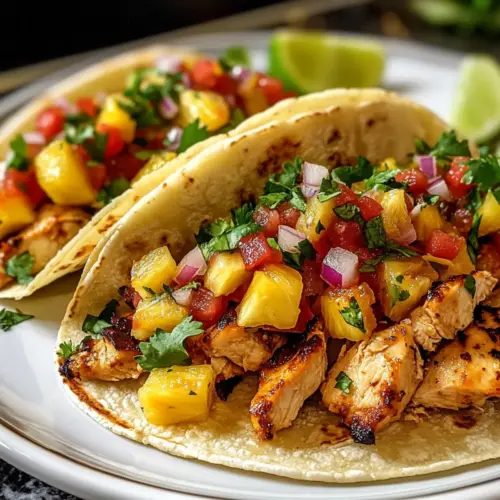 Ananas Hühnchen Tacos